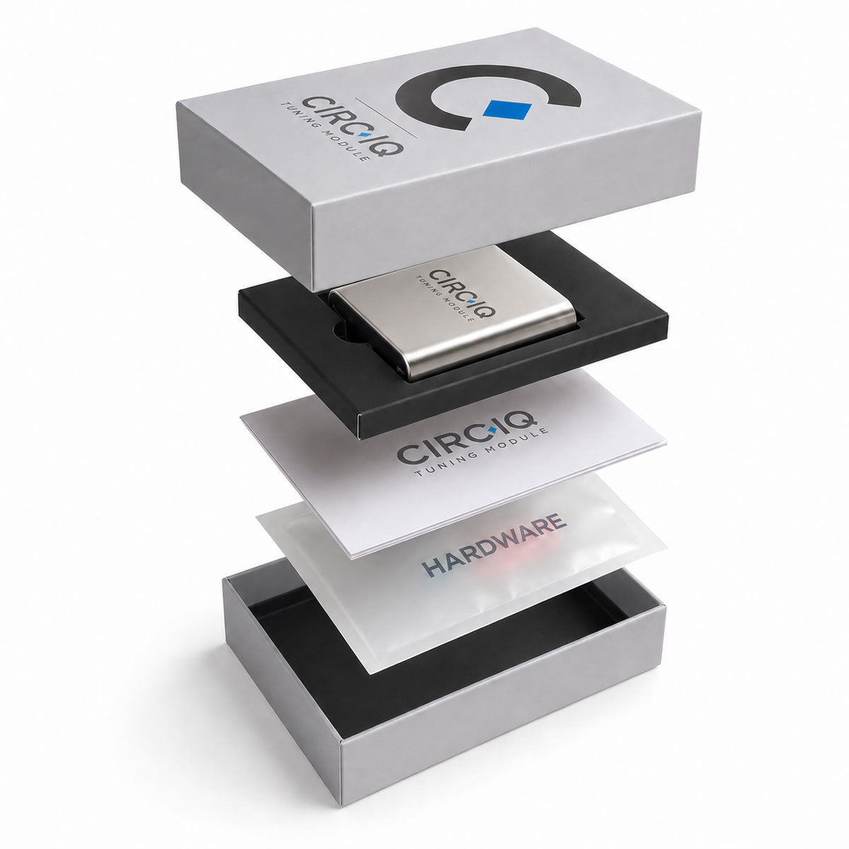 CircIQ tuning module kit with performance chip, hardware, and installation guide.